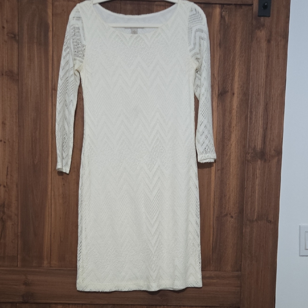 Banana Republic Cream Long Sleeve Dress